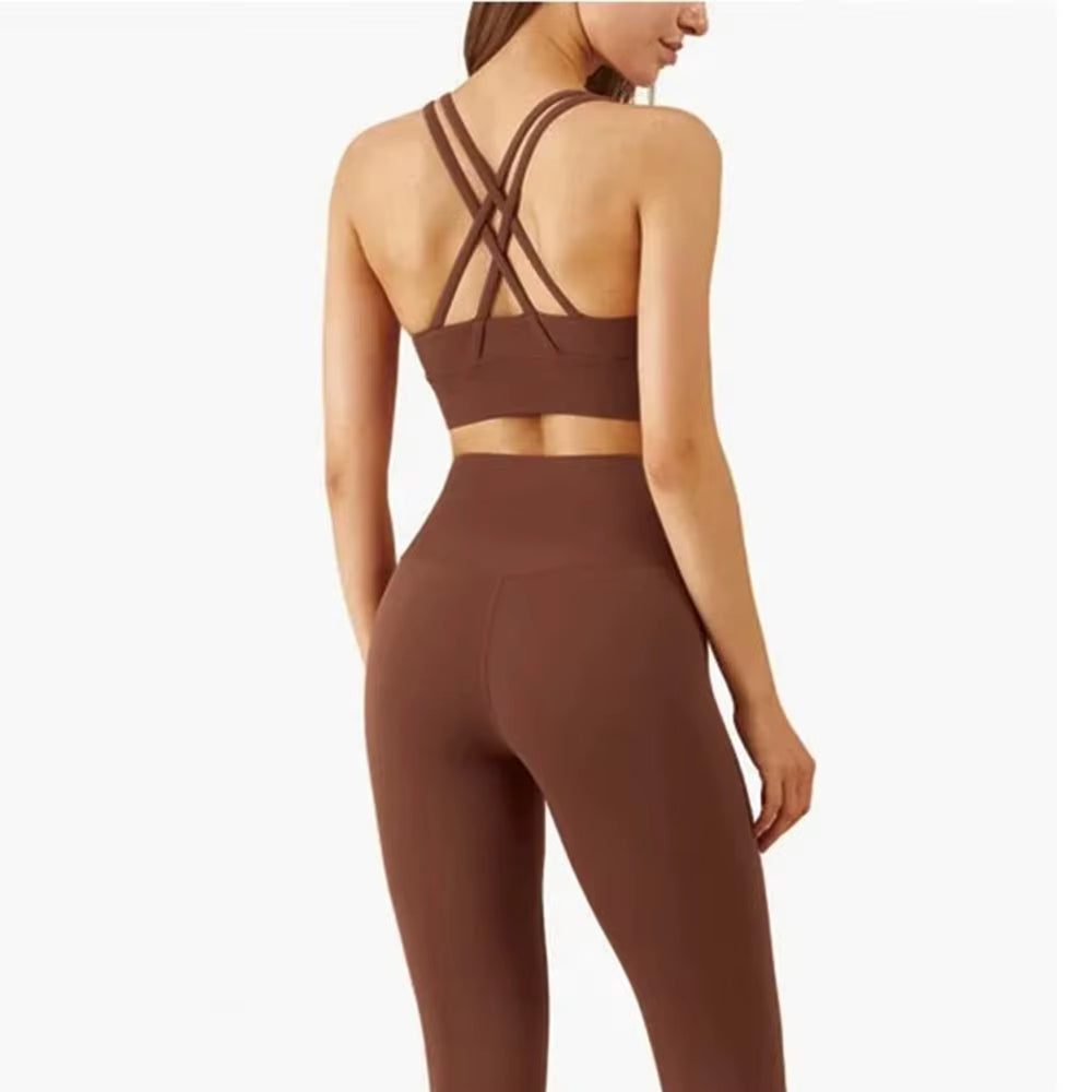  Womens Sportswear Fitness Suits No Front Seam Soft Yoga Wear Workout Clothes for Women Gym Set Sports Clothing