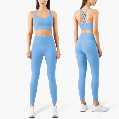  Womens Sportswear Fitness Suits No Front Seam Soft Yoga Wear Workout Clothes for Women Gym Set Sports Clothing