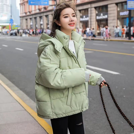 New Short Winter Jacket Women Warm Hooded down Cotton Jacket Parkas Female Casual Loose Korean Cotton-Padded Coat Outwear