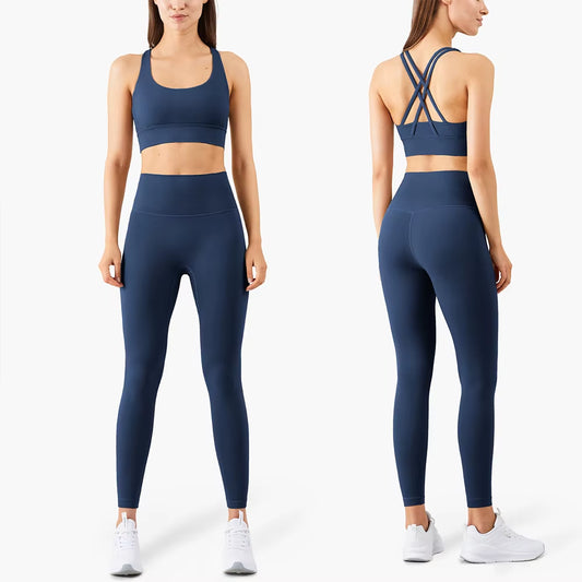  Womens Sportswear Fitness Suits No Front Seam Soft Yoga Wear Workout Clothes for Women Gym Set Sports Clothing